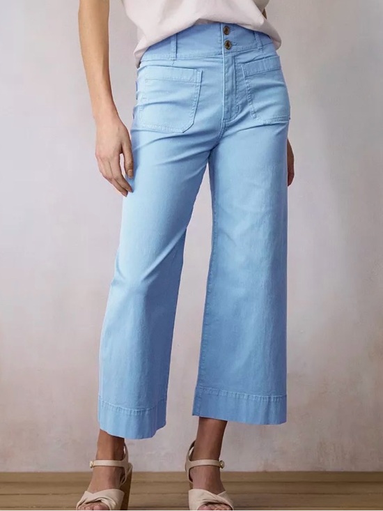 LC Lauren Conrad Pants - LC Lauren Conrad Light Blue High-Rise Wide-Leg cropped pants.